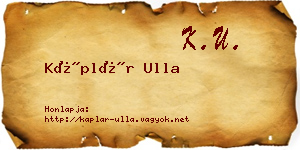 Káplár Ulla névjegykártya